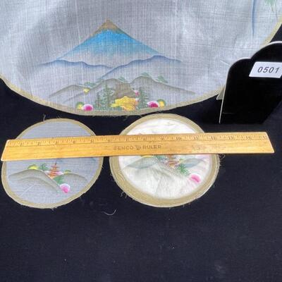 Ultra Charming Vintage Japanese Tea Cloth and Coasters