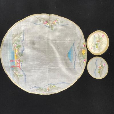 Ultra Charming Vintage Japanese Tea Cloth and Coasters