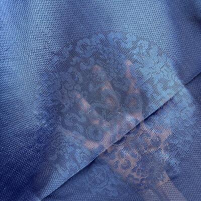 Vintage Delicately Patterned  Jacquard Chinese Blue Silk