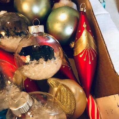 Flat of Mercury Glass Christmas ornaments