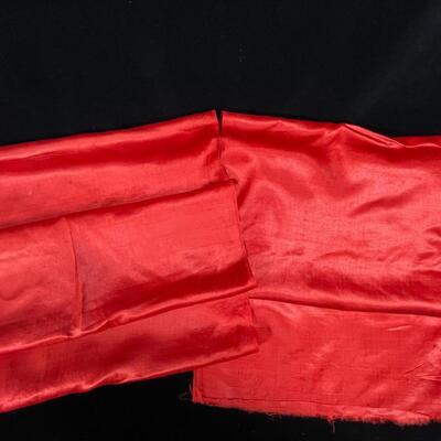 Vintage Asian Red Silk Fabric Material