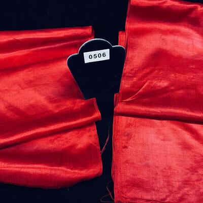 Vintage Asian Red Silk Fabric Material