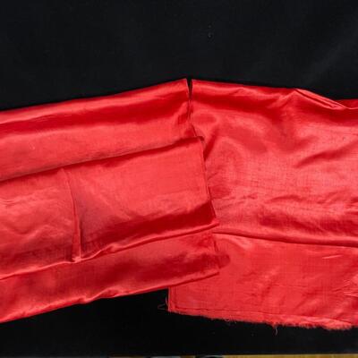Vintage Asian Red Silk Fabric Material