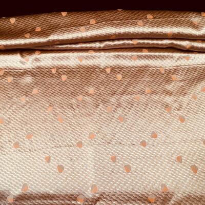 Vintage Asian Patterned Shimmery Peach Silk Fabric