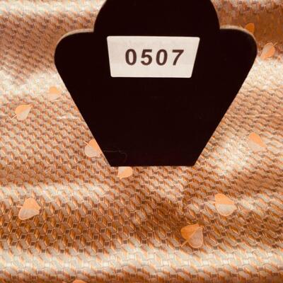 Vintage Asian Patterned Shimmery Peach Silk Fabric