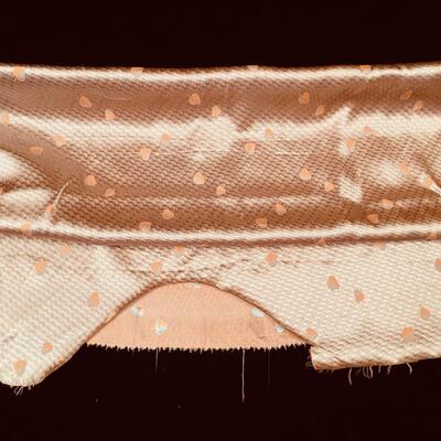 Vintage Asian Patterned Shimmery Peach Silk Fabric
