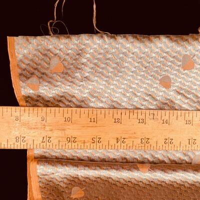 Vintage Asian Patterned Shimmery Peach Silk Fabric