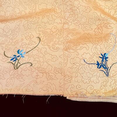 Collection of Vintage Embroidered Silk Fabric Fragments