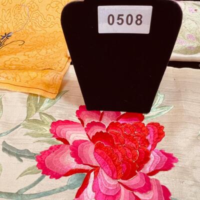 Collection of Vintage Embroidered Silk Fabric Fragments