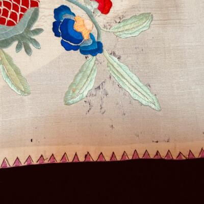 Collection of Vintage Embroidered Silk Fabric Fragments