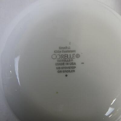 Correlle and Corning Dish Set: 2 Cups, 4 Big Plates, 5 Small Plates, Bowls, Lid