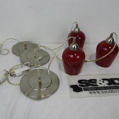 Red Pendant Ceiling Lights, Hooks into recessed lighting