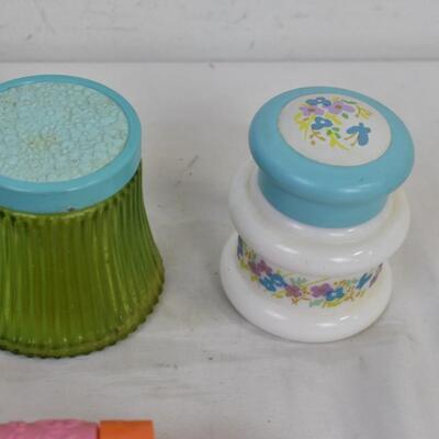 Several Lotion/Cream Containers, Comb, Rolling Pin, Avon