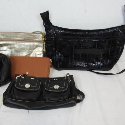6 Purses, Black, Brown, White and Red: Gucci, Koltov, Nine West, etc