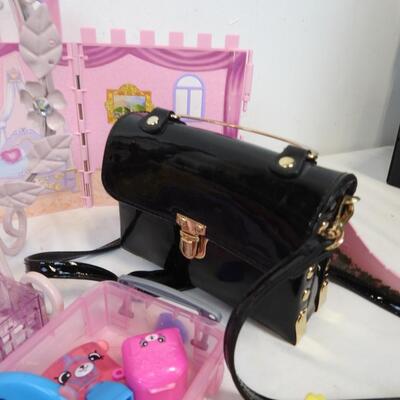 Toy Lot: Princess Castle Background, Shopkins, Kids Size 13 Heels, Black Purse