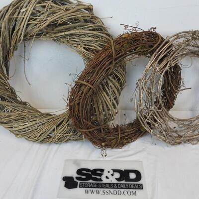3 Wreaths, Twine and Metal