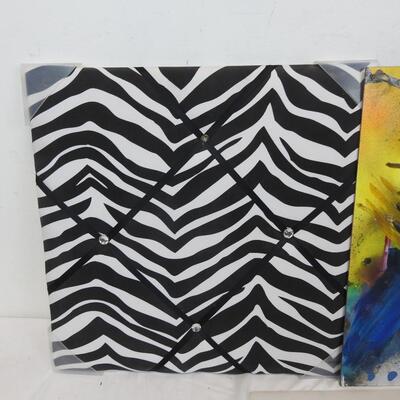 3 pc Wall Art, Canvas Art, Zebra Print