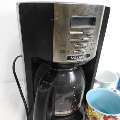 9 pc Kitchen Mr. Coffee Coffee Maker, 4 Mugs, 