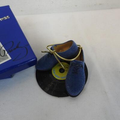 Elvis Presley Blue Christmas Ornament, Blue Suede Shoes, Good Condition