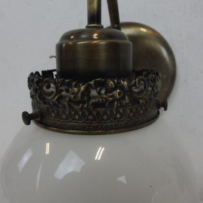 2 Wall Sconce Light Fixtures, Metal with Glass Globes - Vintage