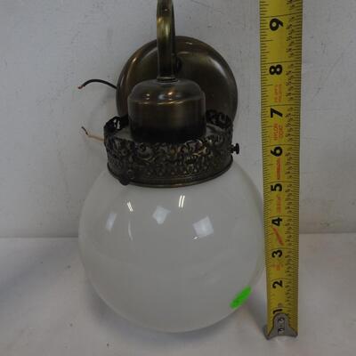 2 Wall Sconce Light Fixtures, Metal with Glass Globes - Vintage