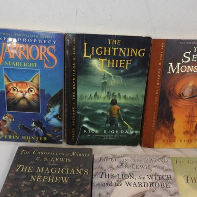 11 Young Adult Fiction Books, Paperback: Lion Witch & Wardrobe, Lightning Thief