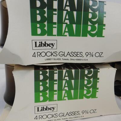 16 New Old Stock Libbey Glasses, Belaire, 8 Rocks Glasses, Vintage