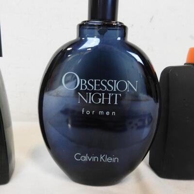 4 Bottles of Cologne, open, Calvin Klein, Beverly Hills Polo Club