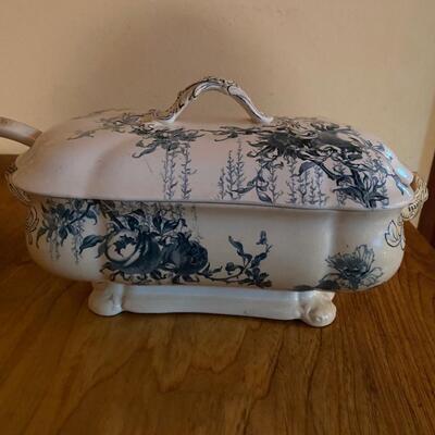 Antique English soup tureen and ladle