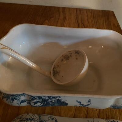 Antique English soup tureen and ladle