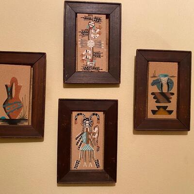 Native American framed sand paintings