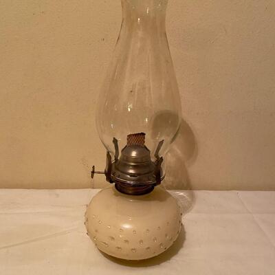 Vintage kerosene lantern with hobnail base