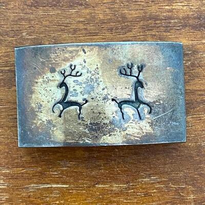 Vintage Sterling Silver Belt Buckle Deer