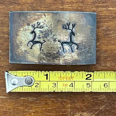 Vintage Sterling Silver Belt Buckle Deer
