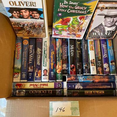 Box of VHS DISNEY videos movies