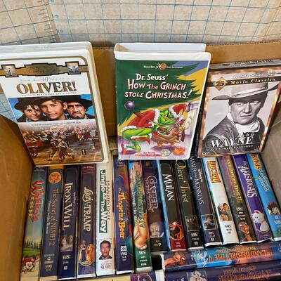 Box of VHS DISNEY videos movies