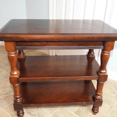 Gorgeous walnut inlaid tiered shelf stand