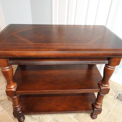 Gorgeous walnut inlaid tiered shelf stand