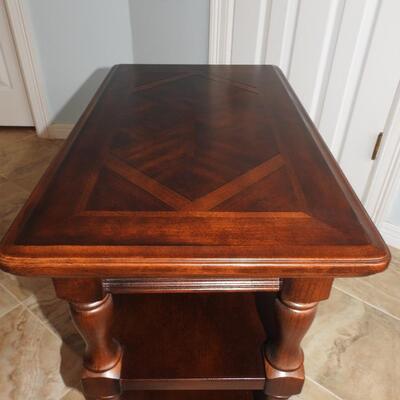 Gorgeous walnut inlaid tiered shelf stand