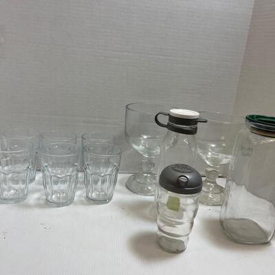 529 Lot of Drinking Glasses & Glass Storage Jars