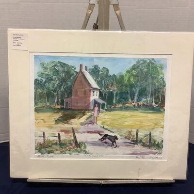 E - 424  Signed & Matted Monotype Art by Jean Ranney Smith  2003 â€œ To The Mailbox â€œ