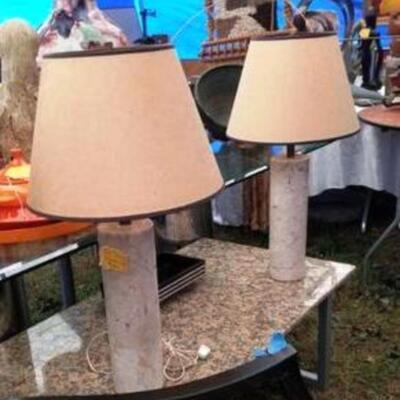 Pair of Mid-Century Marble Table Lamps