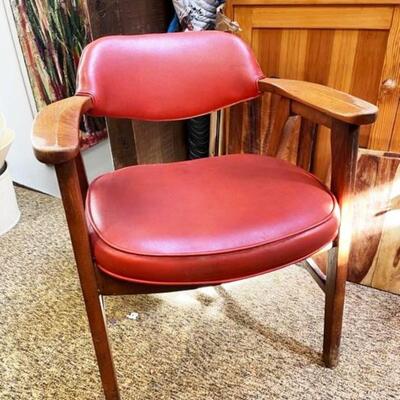 Mid-Century Vinyl and Wood Side Chair
