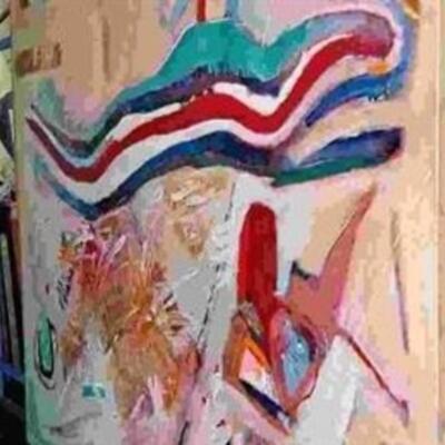 Dramtic Ultra-large abstract painting - early 80s signed... entitled Spilled Hearts