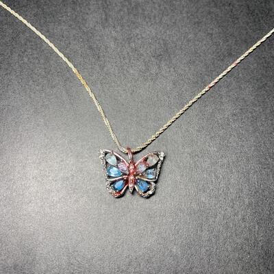 Sterling Silver Butterfly Pendant & Necklace