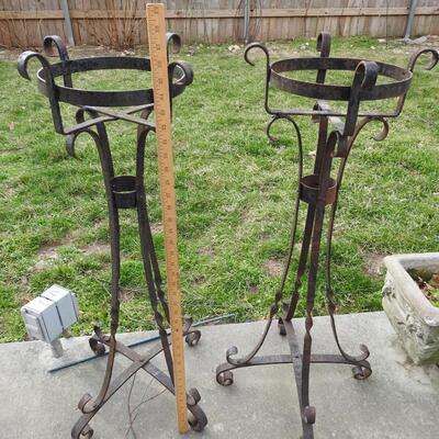 Pair of wrought iron plant stands