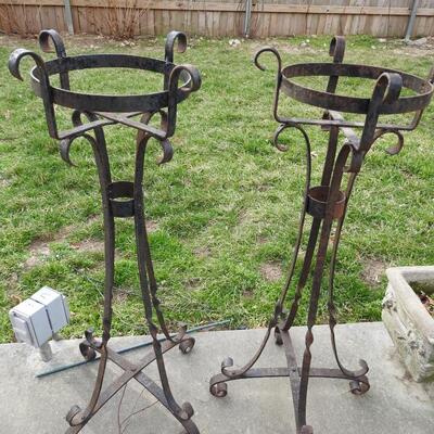 Pair of wrought iron plant stands