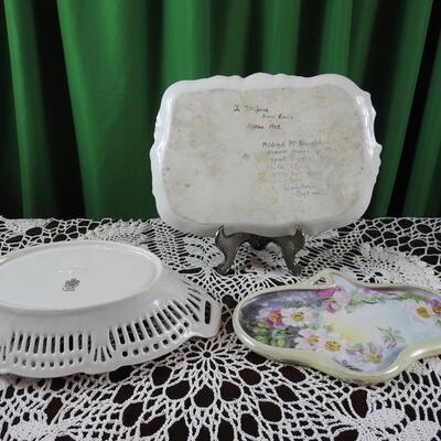 Trio of beautiful  Limoges and German trays