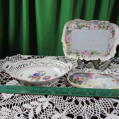 Trio of beautiful  Limoges and German trays