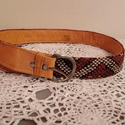 Lot 120: (3) Handmade Leather Belts with Woven Additions